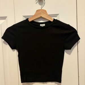 Garage Black Slim Crewneck Crop Tee